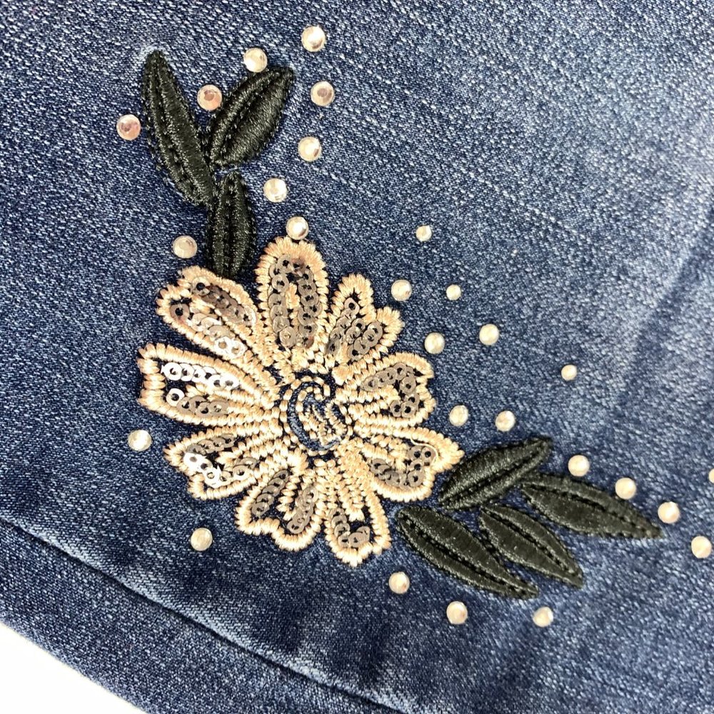 Est 1946 Denim Womens Jeans Size 8 Stretch Blue Bling Embroidery Rhinestones - Picture 5 of 10